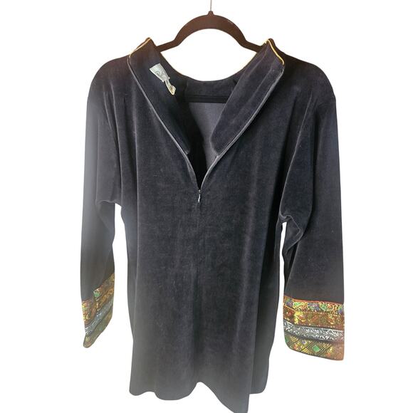Ruth Norman Neiman Marcus Black Velvet Tunic Top Vintage 60's Sz L - Picture 9 of 11